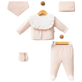 Pack naissance avec col froufrou girly velours 5 pcs
